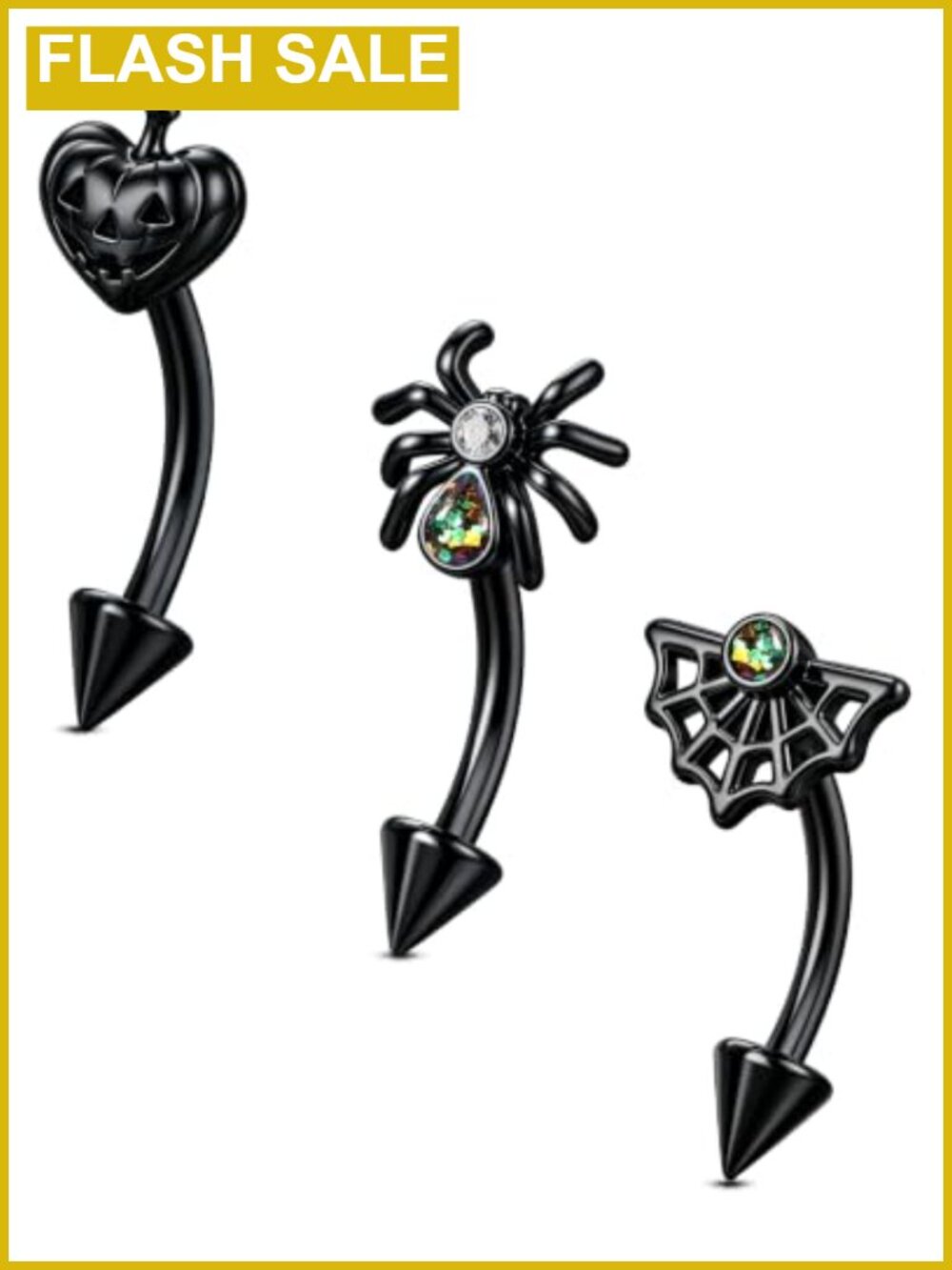 316L Surgical Stainless Steel Rook Barbell Earrings 16G 8mm Gothic Halloween